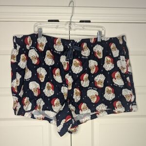 NWT Old Navy 3X Womens Pajama Shorts Navy Santa 100% Cotton